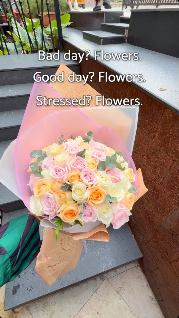 Fresh Flowerama flowers arranged in the Hyderabad studio